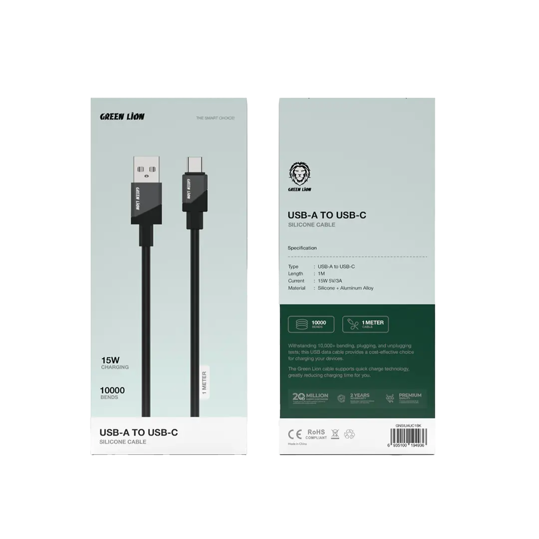 Green Lion USB-A to USB-C Silicone Cable - 1