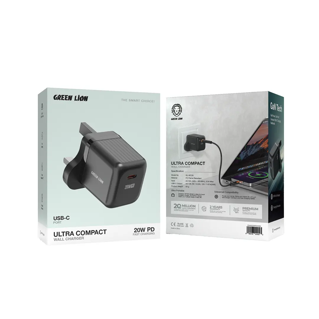 Green Lion GaN Wall Charger UK Pin 20W - 1