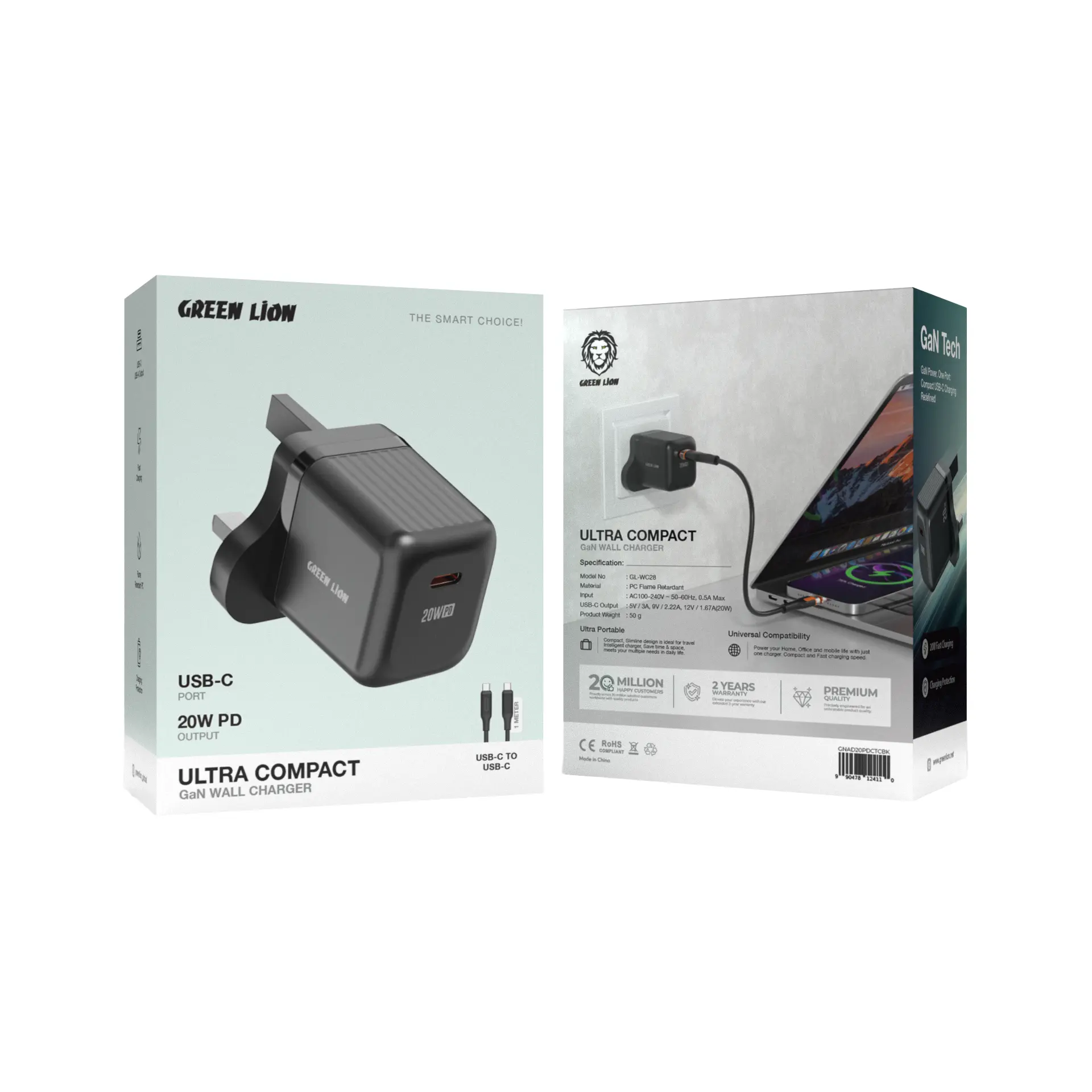 Green Lion GaN Wall Charger UK Pin C to C - 1