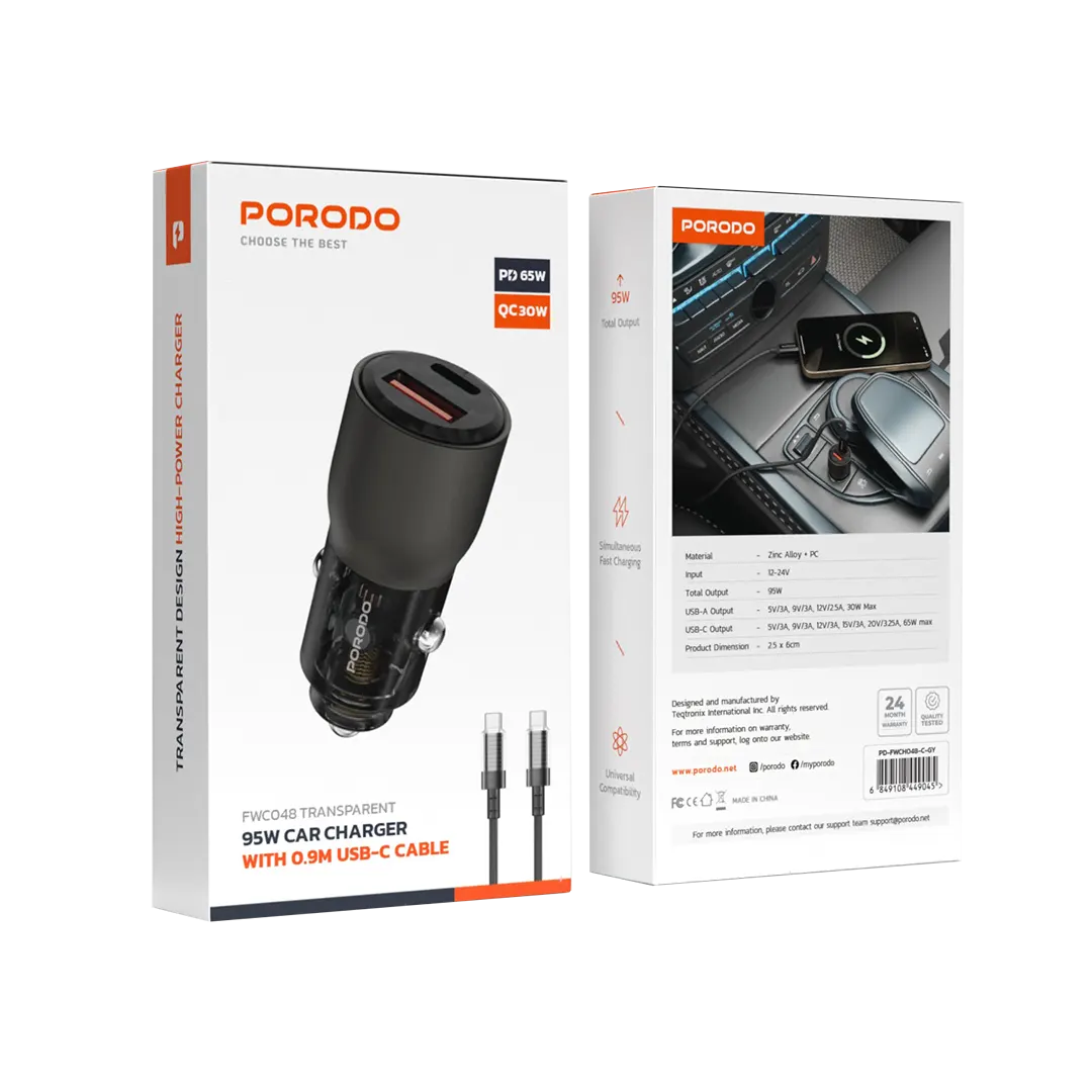 96W Transparent Car Charger C-C - 1