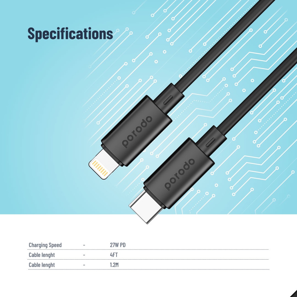 Type-C to Lightning PVC Cable 3m - 1