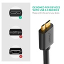 UGREEN 10841 USB 3.0 A Male to Micro USB 3.0 Male Cable 1m Black