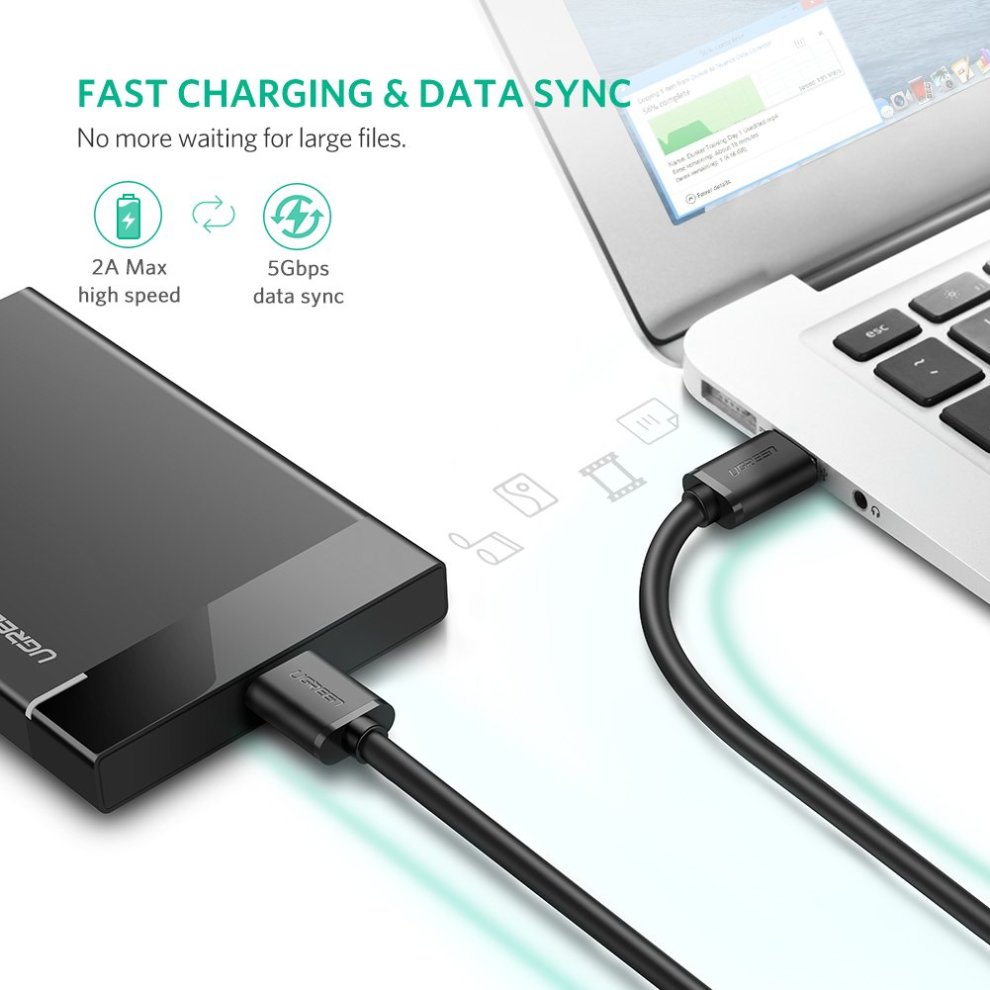 UGREEN 10841 USB 3.0 A Male to Micro USB 3.0 Male Cable 1m Black