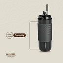 LePresso Coffee Mug with Sleeve and Straw 520ml - Grey