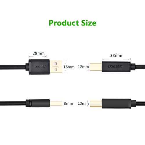 UGREEN 10350 USB 2.0 AM to BM Print Cable 1.5m Black