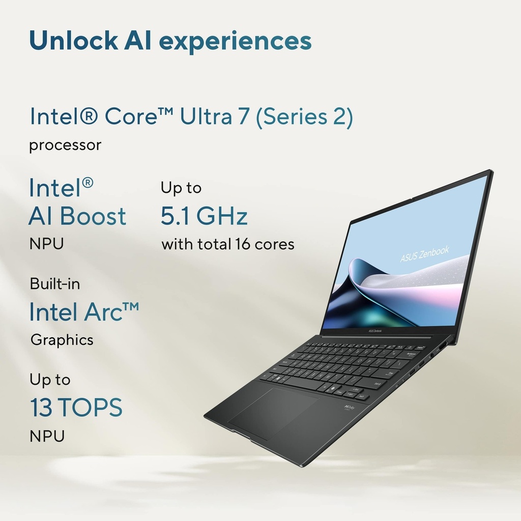 ASUS ZENBOOK UX3405C Intel Core Ultra 7 Processor 255H 16GB LPDDR5X On Board 512GB M.2 NVMe PCIe 14" OLED (2880 x 1800) Intel Arc Graphics Touch Screen Windows 11 Home Jasper Gray