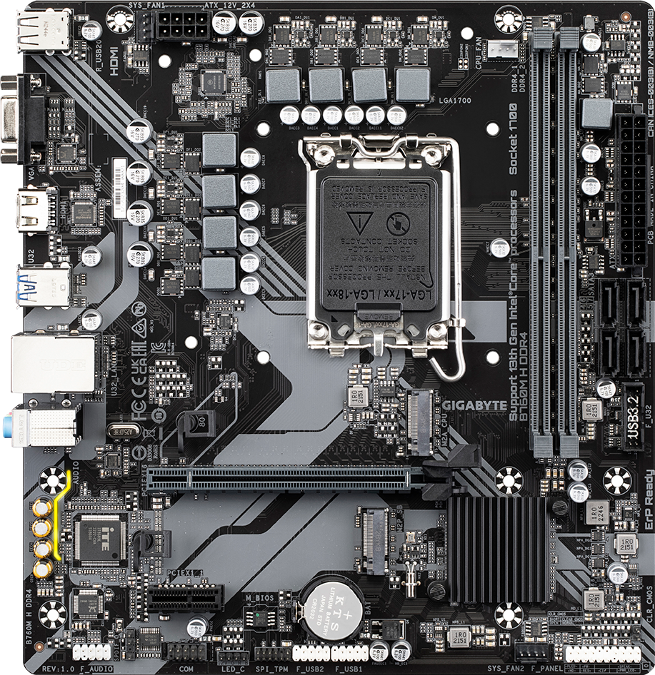 B760M H DDR4 - angle 1