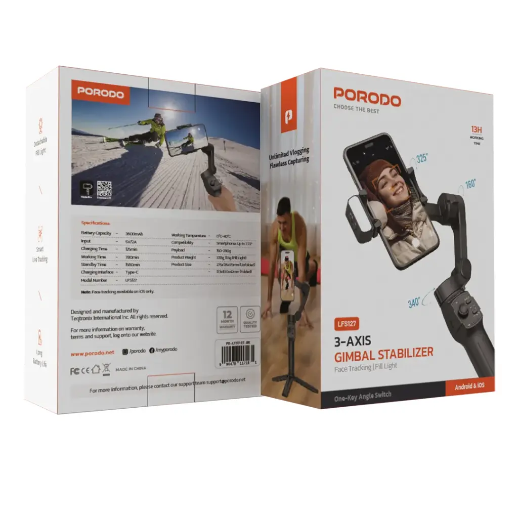 Porodo 3-Axis Gimbal Fill Light - 1