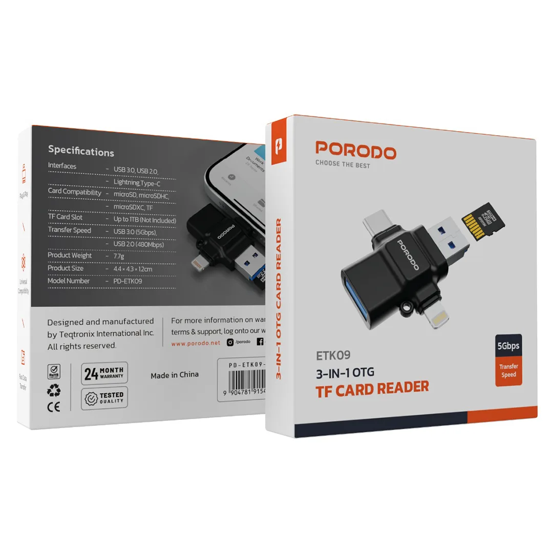 Porodo 4-in-1 Card Reader - 1