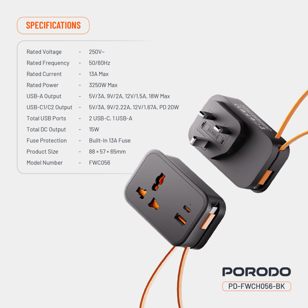 Porodo Universal Wall Socket - 1