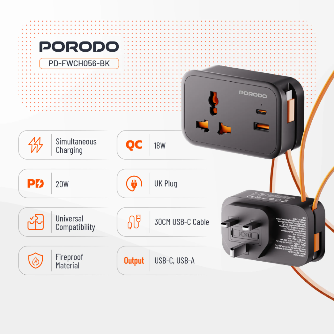 Porodo Universal Wall Socket - 2