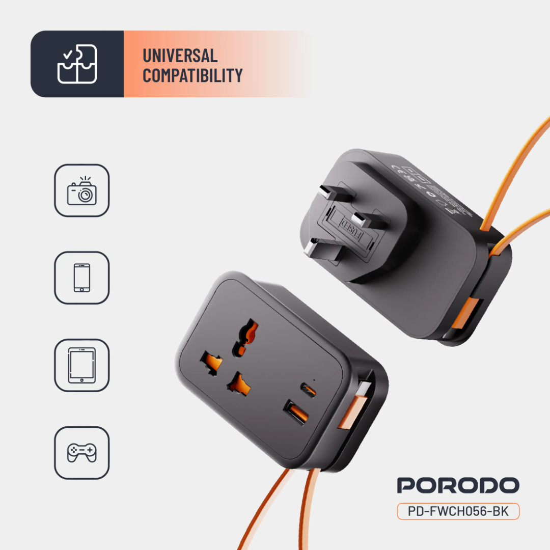 Porodo Universal Wall Socket - 8