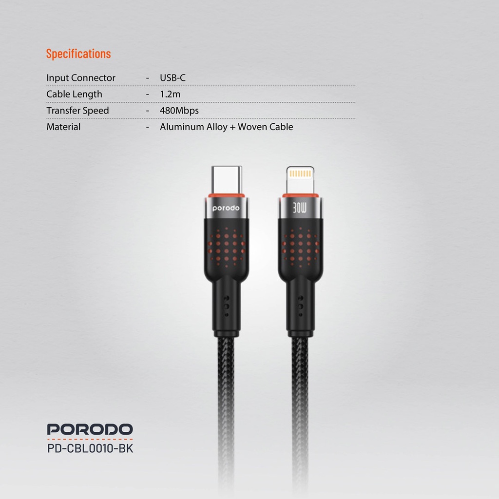 Porodo Aluminum Braided Cable - 1