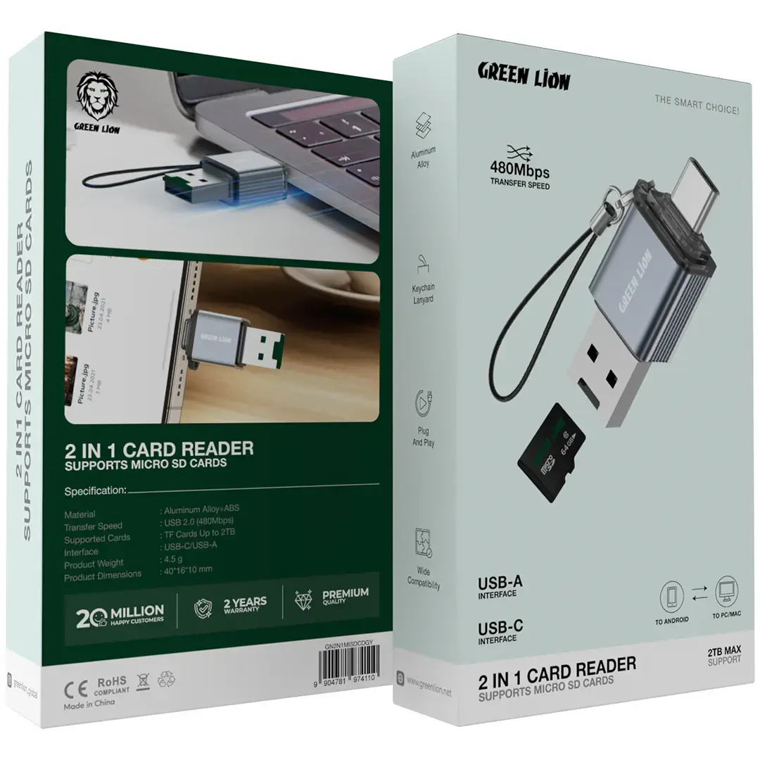 Green Lion 2in1 Card Reader - 2