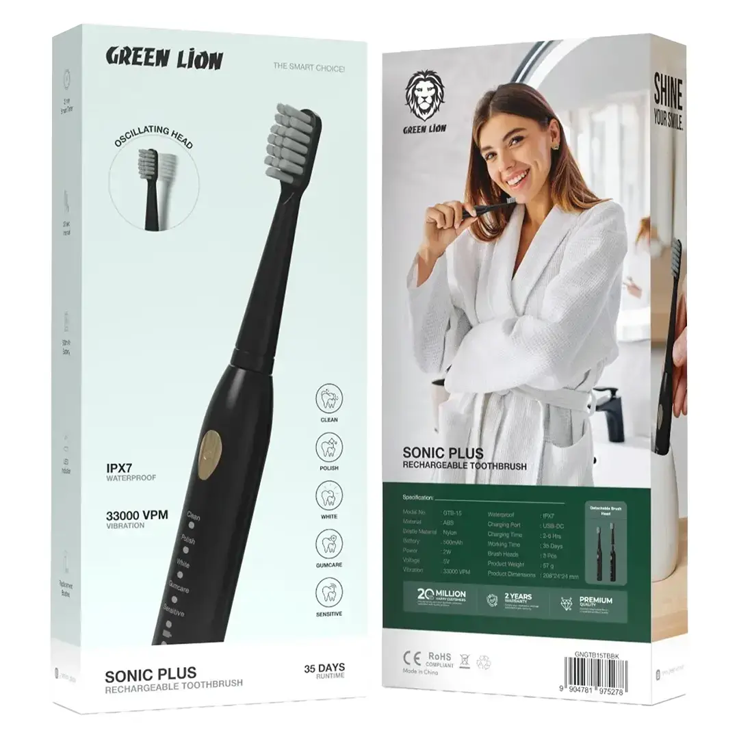 Green Lion Sonic Plus Toothbrush Black - 2