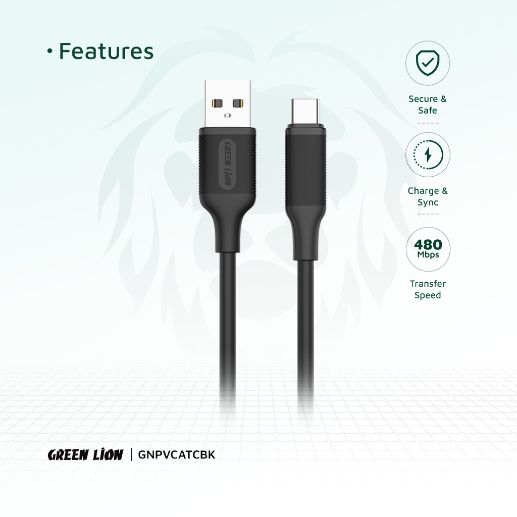 Green Lion USB-A to USB-C PVC Cable 1M - 2