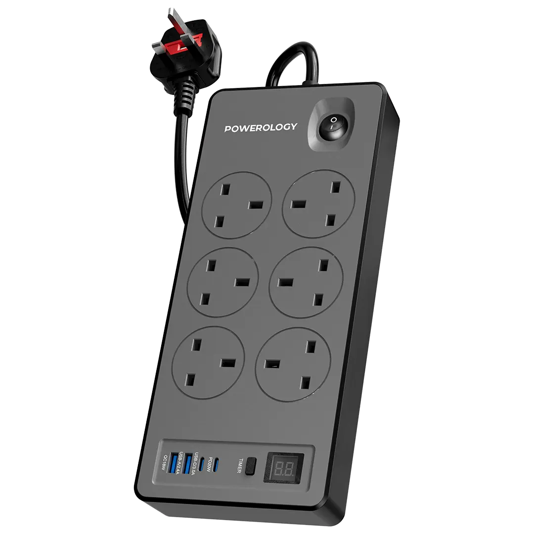 Powerology PD20W QC 3.0 2A + 2 Type C Socket 2M - Black