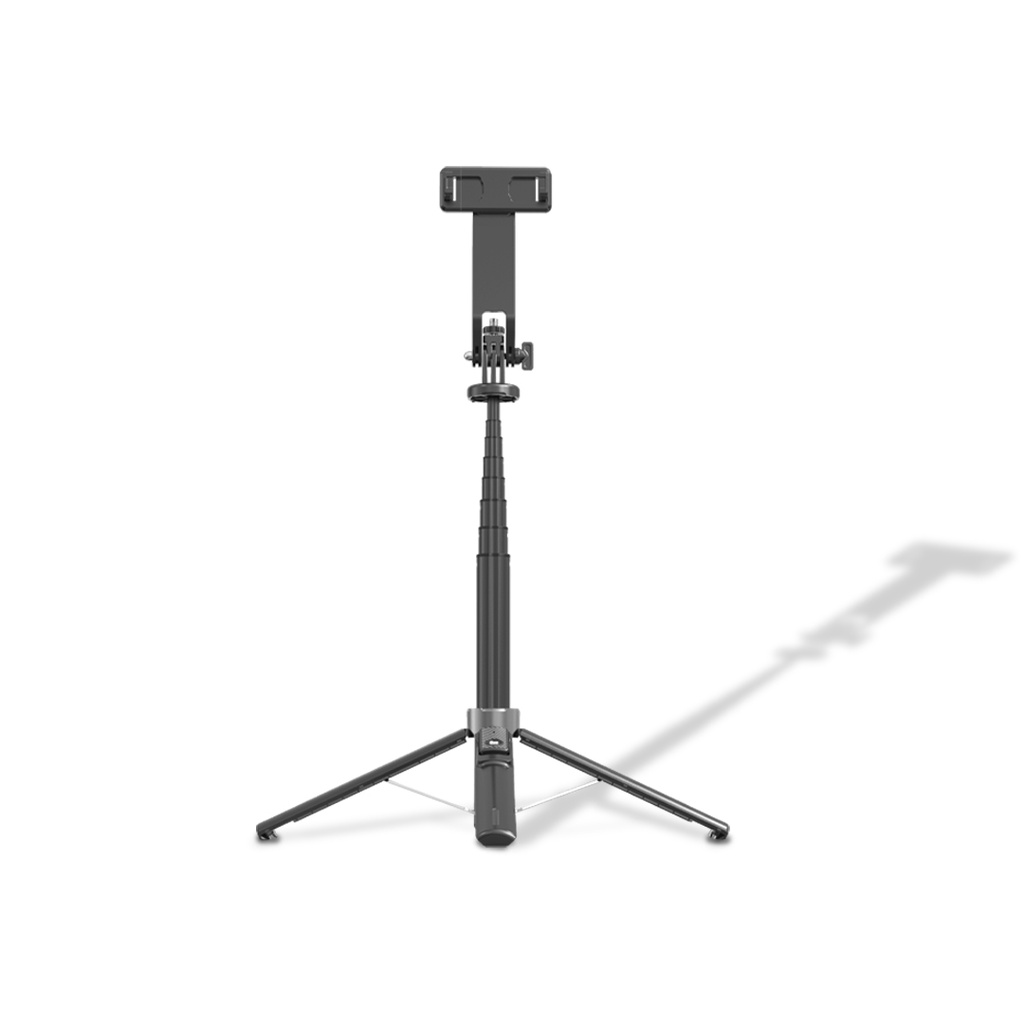 [PD-LFST148-BK] Porodo Gimbal Stabilizer Selfie Stick Tripod with Fill Light & Detachable Remote - Black