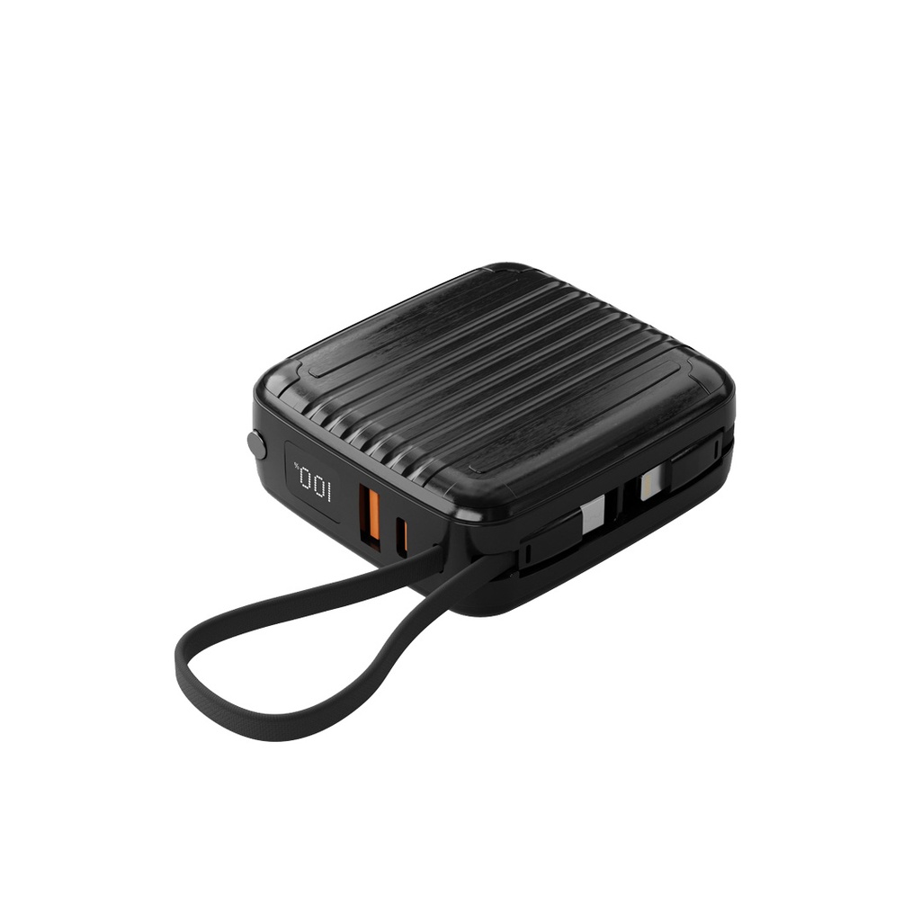 [PD-PBFCH041-BK] Porodo Magsafe Power Bank 10000mAh PD 20W/Wireless 15W with Built-In Cables - Black