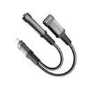 محول Green Lion سماعة وشحن 2 في 1 Lightning إلى Lightning + 3.5 مم 12 سم - أسود