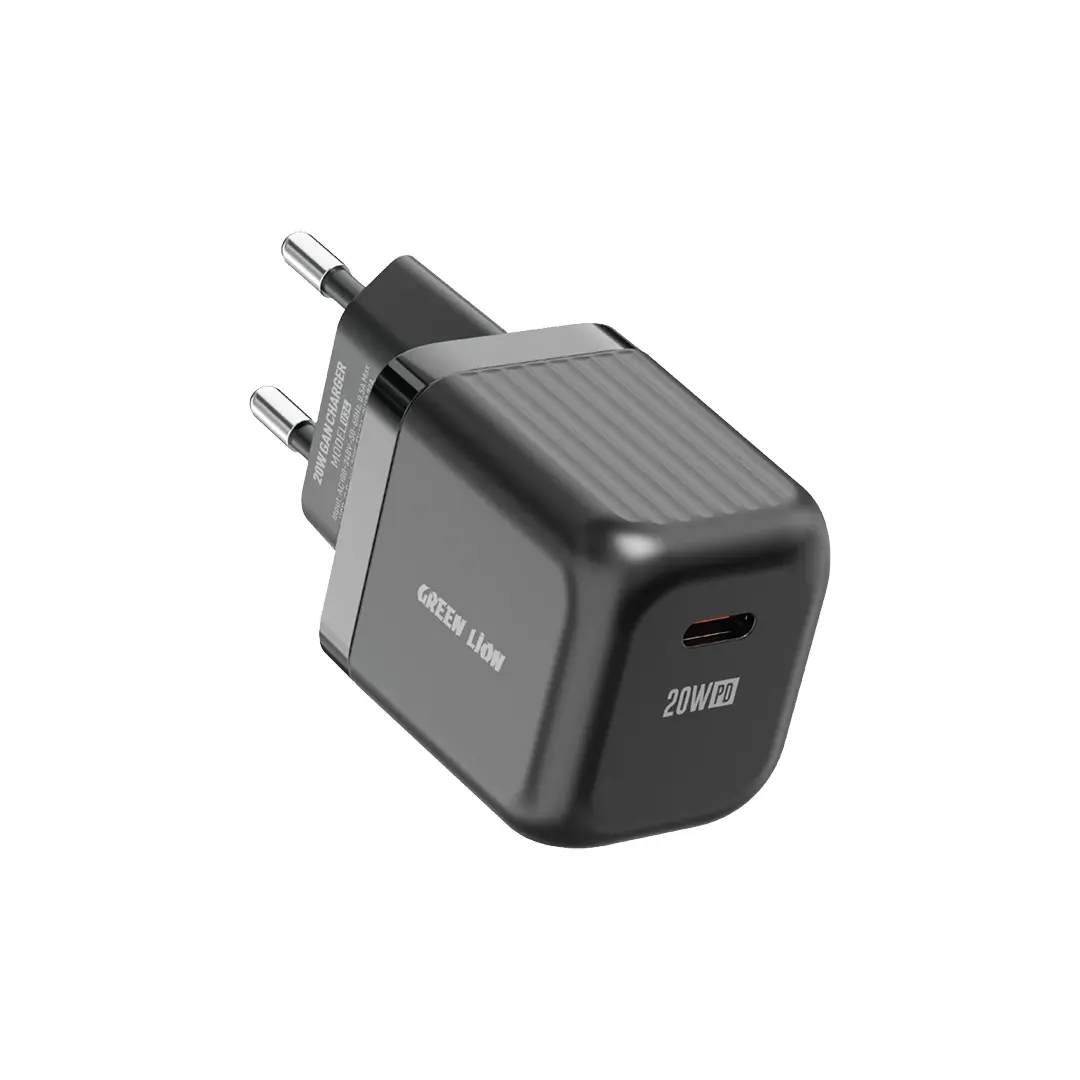 Green Lion Ultra Compact GaN Wall Charger EU Pin USB-C PD 20W - Black
