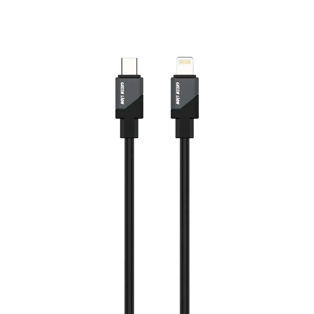 Green Lion USB-C to Lightning Silicone Cable 1m 27W - Black