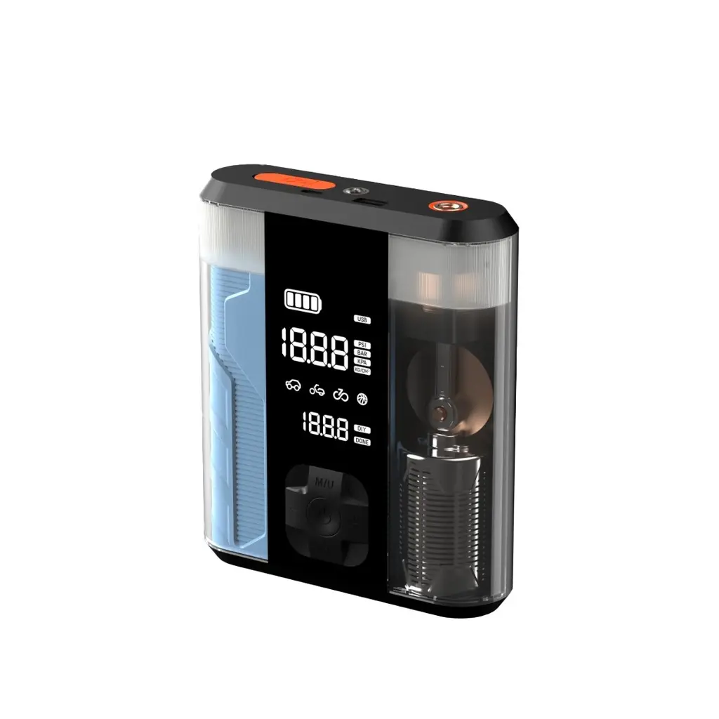 [PPBCHA47-TP] جهاز تشغيل سيارات Powerology 8800 مللي أمبير بمنفاخ إطارات - شفاف