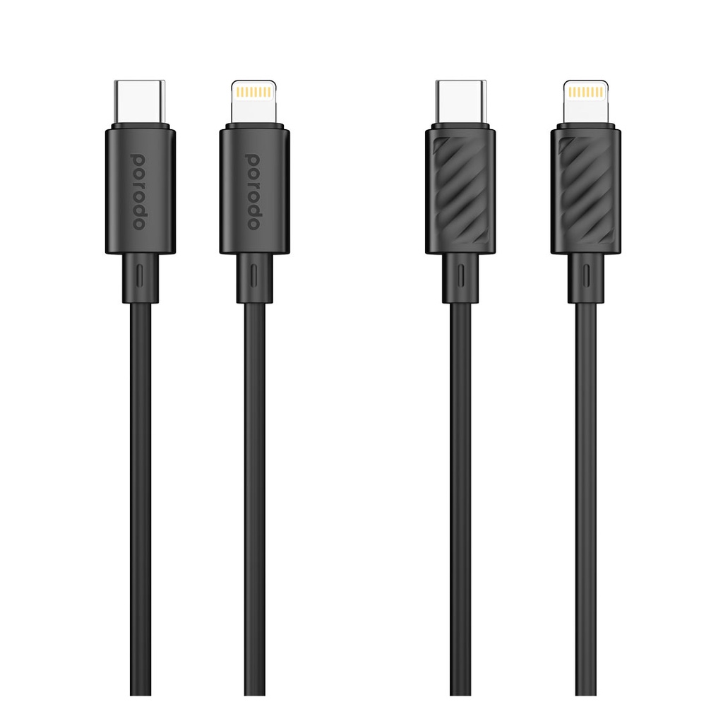 [PD-CBL0008-BK] Porodo Type-C to Lightning PVC Cable 3m - Black