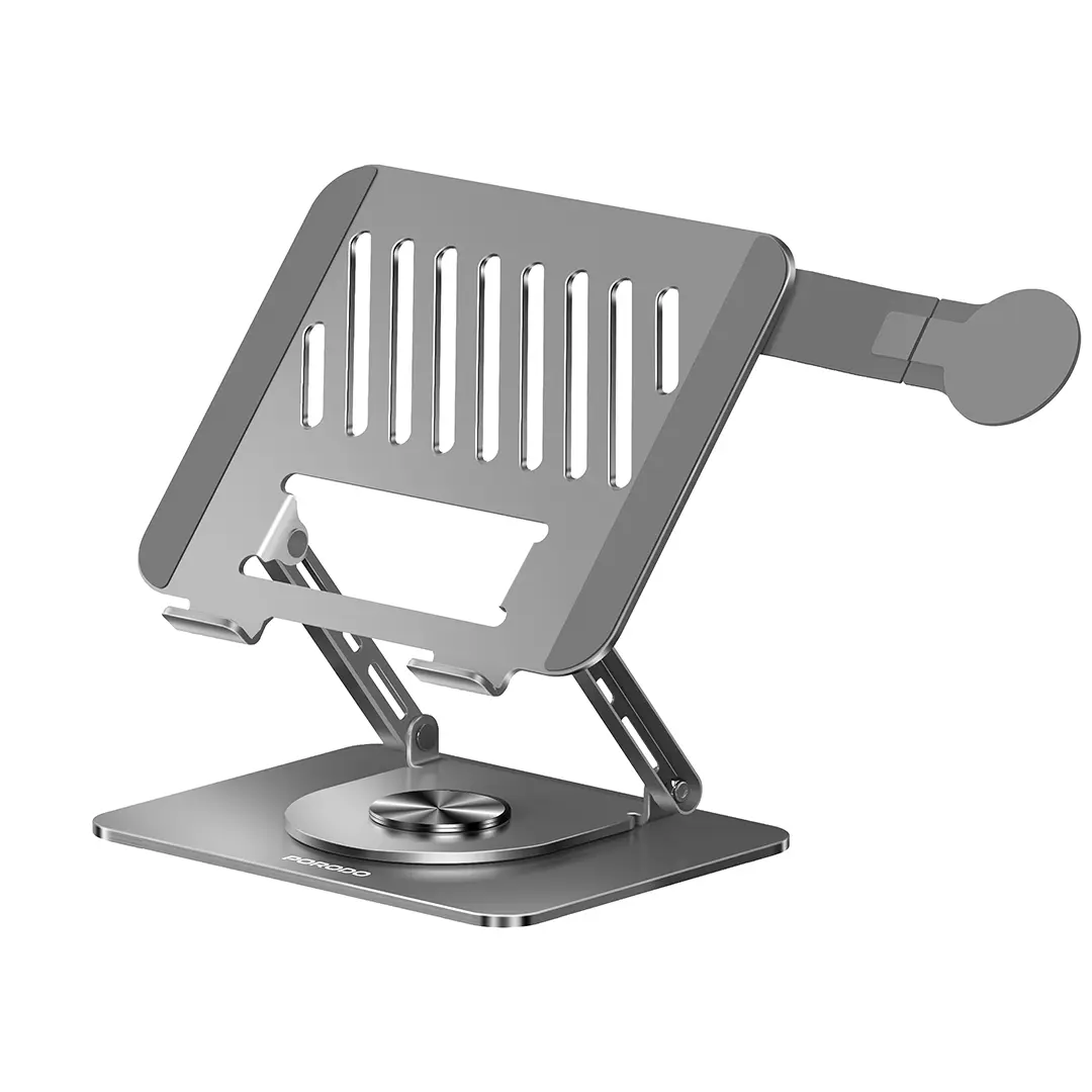 Porodo 2-in-1 Adjustable and Foldable Laptop with Phone Stand - Silver