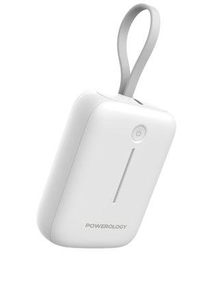 باور بانك Powerology PD20W 10000 مللي أمبير بكابل مدمج - أبيض
