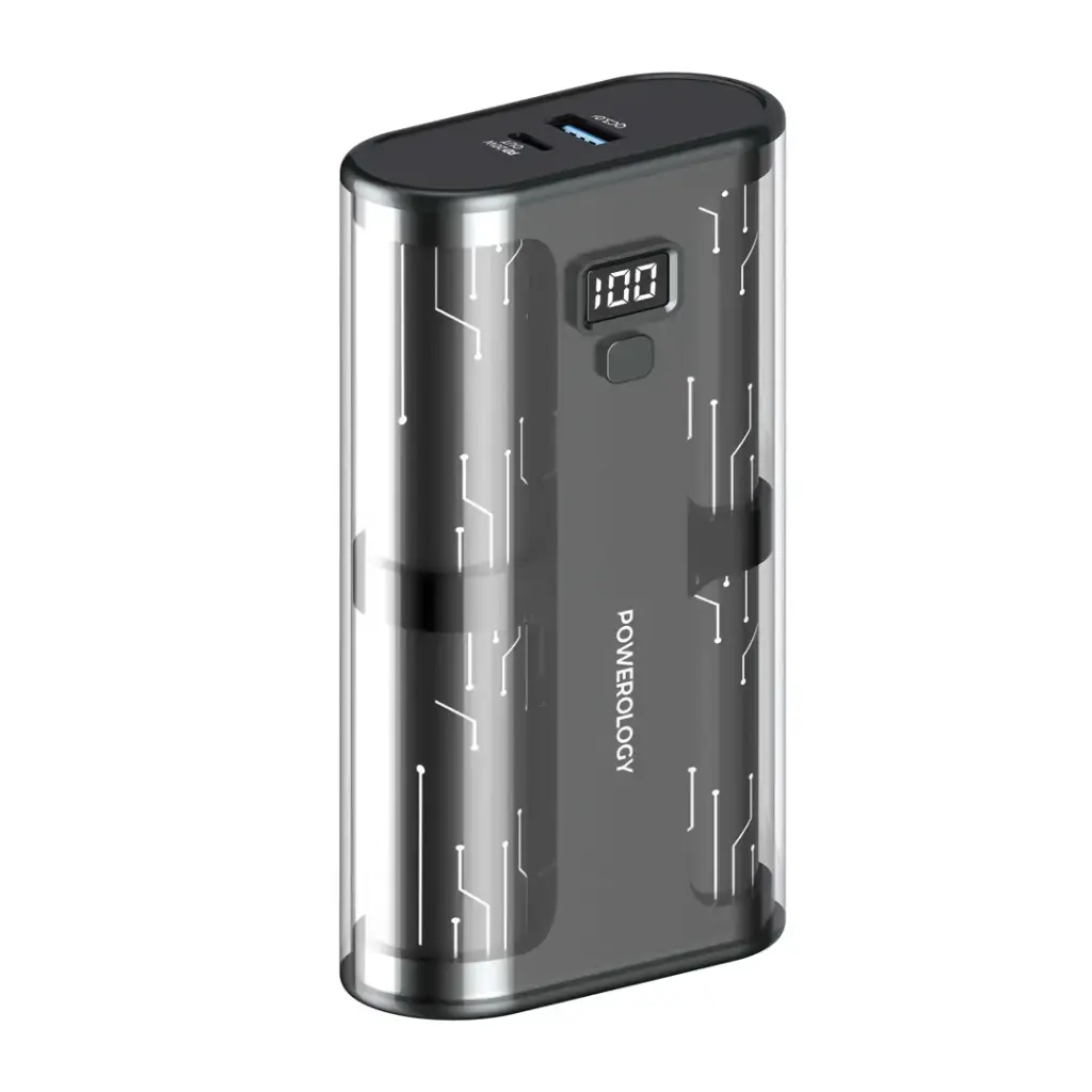 [{PPBCHA24}] باور بانك Powerology Crystalline 10000 مللي أمبير PD 35W - شفاف
