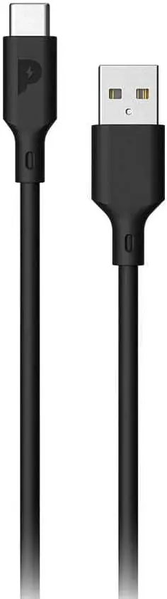 Powerology PVC USB-A to Type-C 3A Cable 1.2M - Black