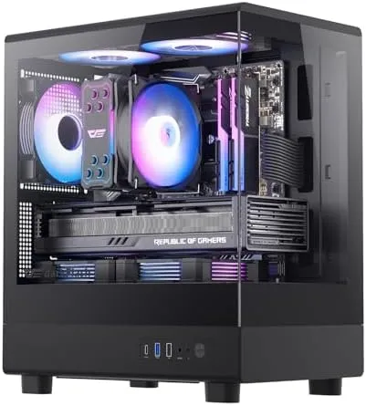 DarkFlash DB330M ARGB Black Micro-ATX Dual Tempered Glass PC Case