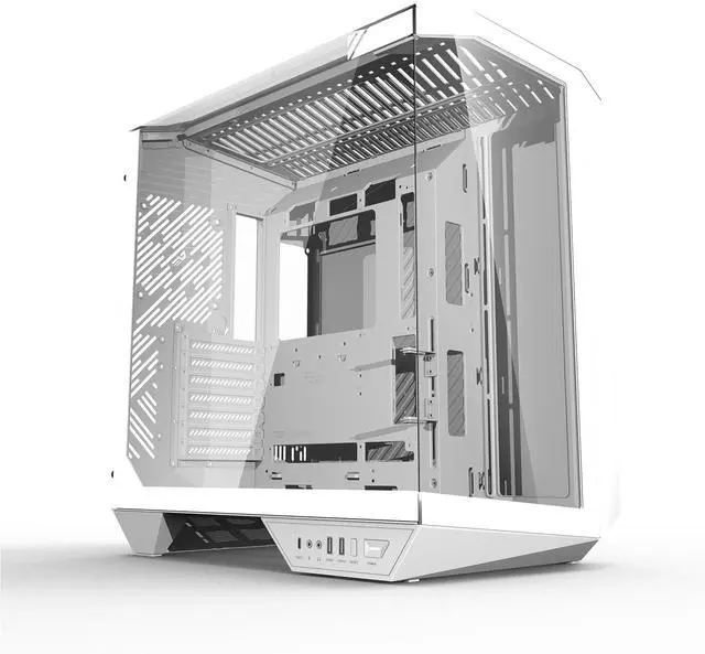 darkFlash DY470 Full-Tower ATX PC Case with 330° Tempered Glass & Back-Connect Support - White