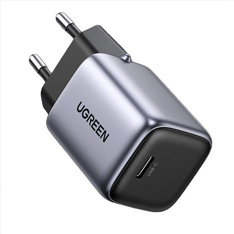 [25257] شاحن Ugreen Nexode 30W USB-C PD GaN أوروبي - رمادي فضائي