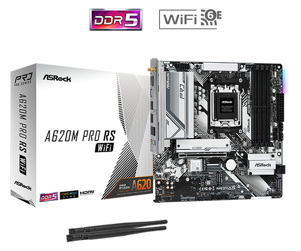ASRock A620M Pro RS WiFi DDR5 Micro-ATX Motherboard