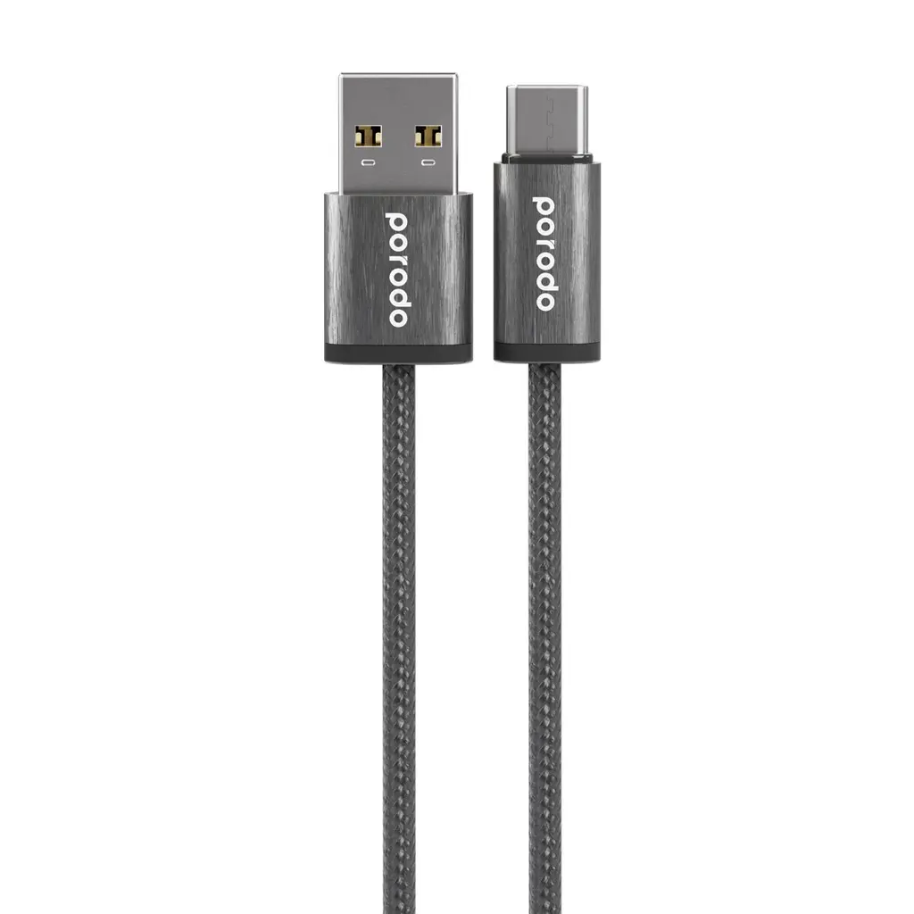 [PD-WV3AC1-BK] Porodo Woven 3A USB-A to Type-C Cable 1.2M - Black
