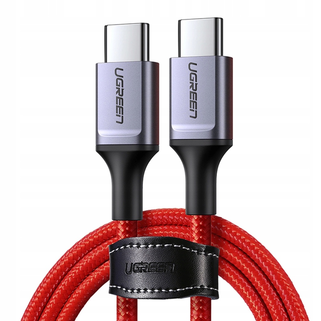 كابل Ugreen USB2.0 Type-C ذكر إلى ذكر سبيكة نيكل طول 1م - أحمر