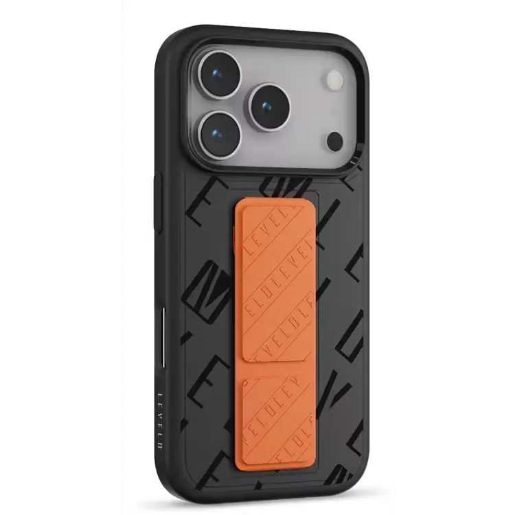 Levelo Morphix  Vallo PU Leather Grip Case For iPhone 17  Pro Max - Onyx Flame
