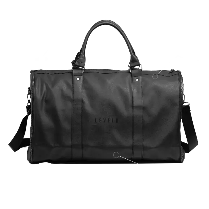 Levelo AllInStyle  Saffiano Leather Travel Duffle Bag - Black