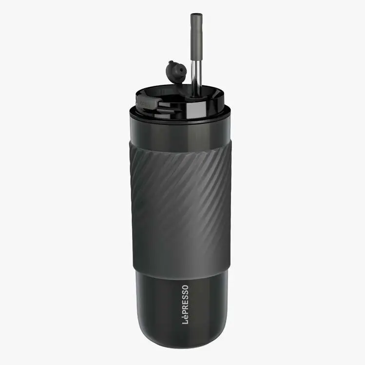 [LPCM520GY] كوب قهوة Lepresso بغلاف وشفاطة 520 مل - رمادي