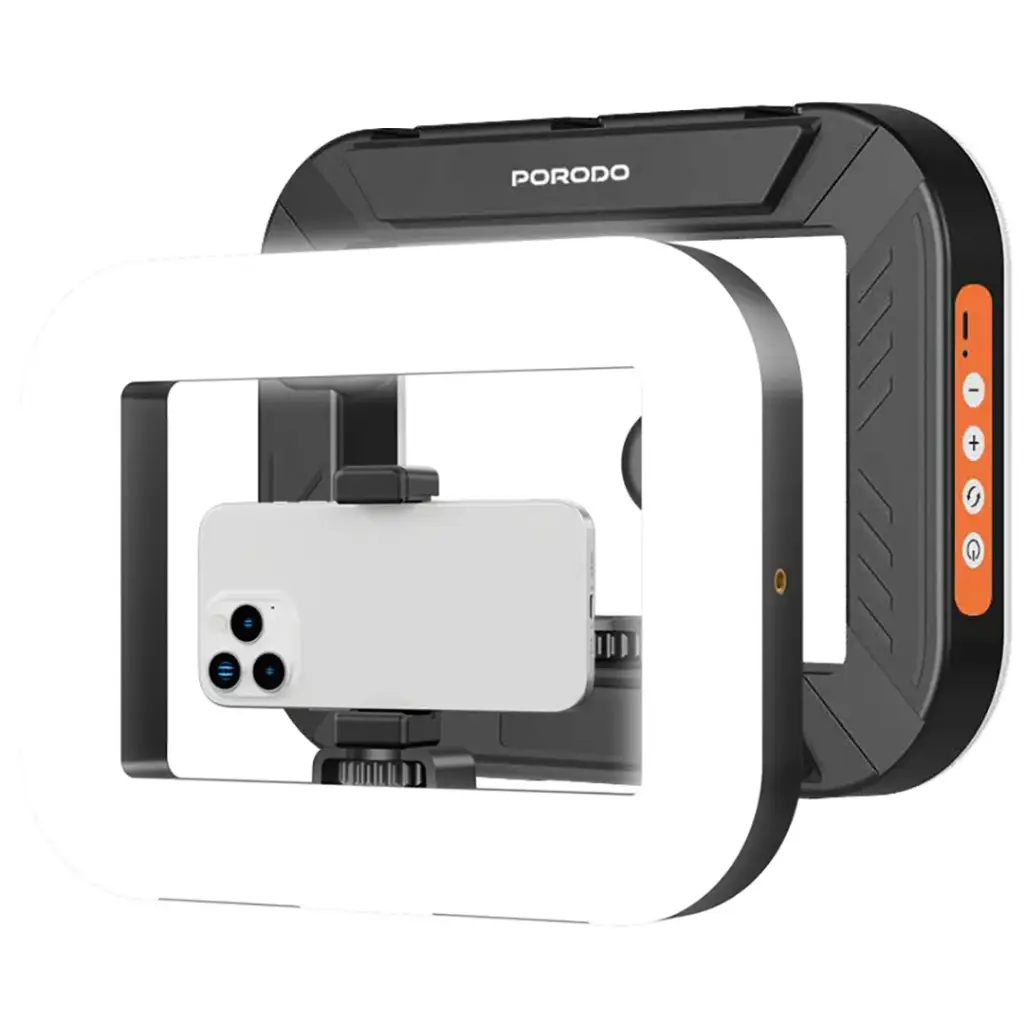 [PDLFST214BK] Porodo Lifestyle Vlogging  Light with Tripod & Shutter Button -  Black
