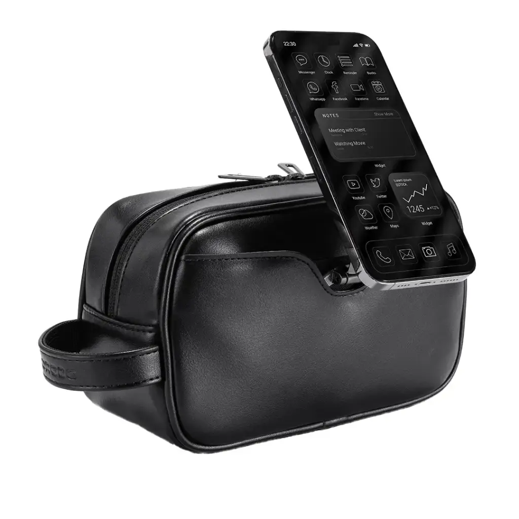 Porodo Lifestyle  MagSafe Travel Organizer Pouch With  Phone Holder - Black
