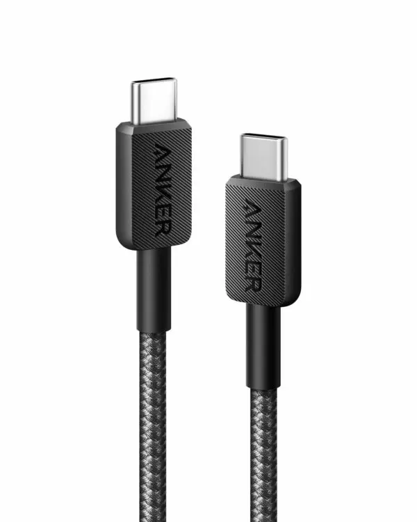 [A81F5H11] كابل Anker 322 USB-C إلى USB-C نايلون 3 قدم - أسود