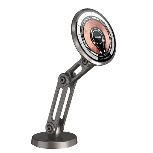 [PD-MWCDAR-BK] Porodo Magnetic Wireless Fast Charging Mount with Double Arm and 360 Rotation - Black