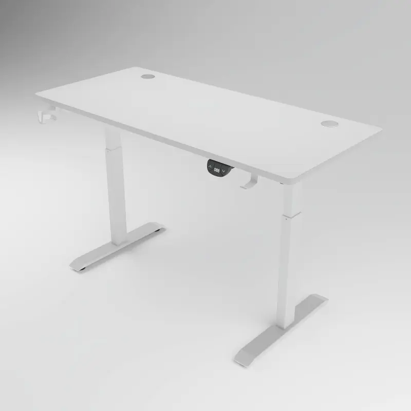 Square Tube Electric Height-Adjustable Standing Gaming Desk with Memory Presets - White
