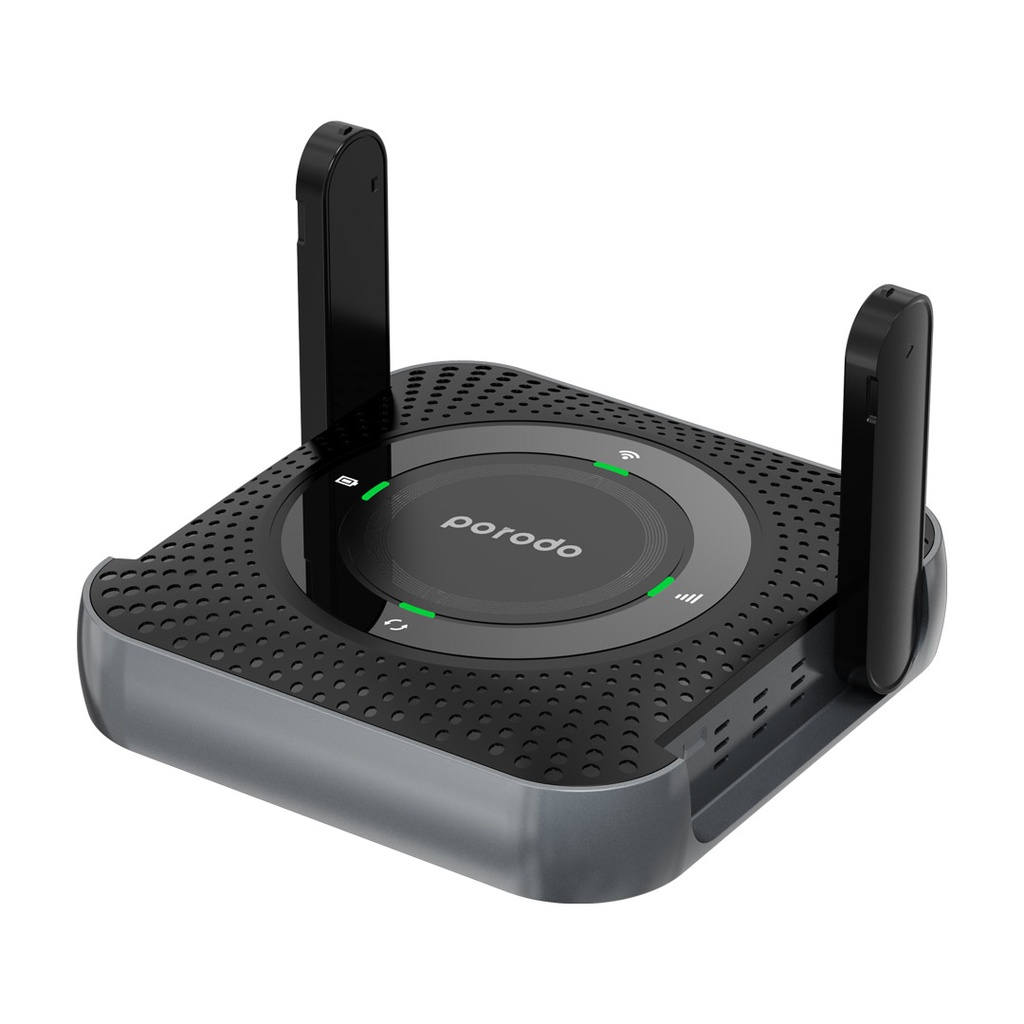Porodo Portable CPE MiFi 4G/LTE Wireless Router 4000mAh - Black/Grey