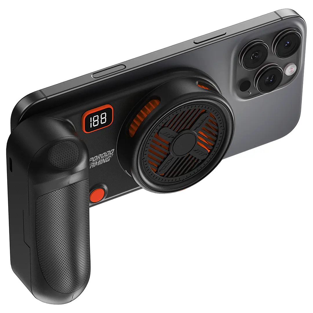 Porodo Gaming ArcticChill Magnetic phone cooler +5000mah Battery - Black/Orange
