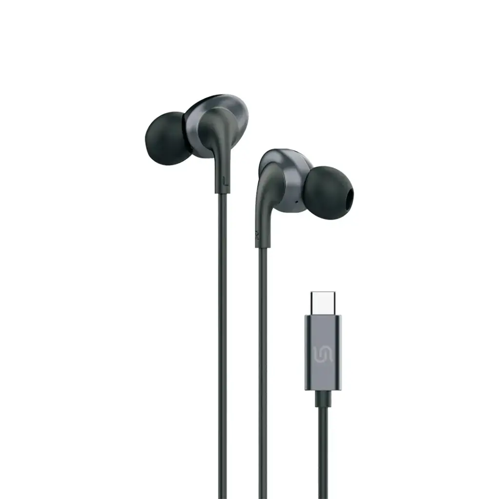 Porodo Soundtec Metal+ABS Earphones 14mm Type C - Black