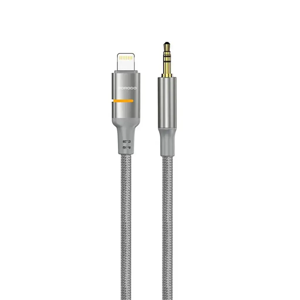 Porodo Lightning to AUX Braided Audio Cable 1.2M - Grey